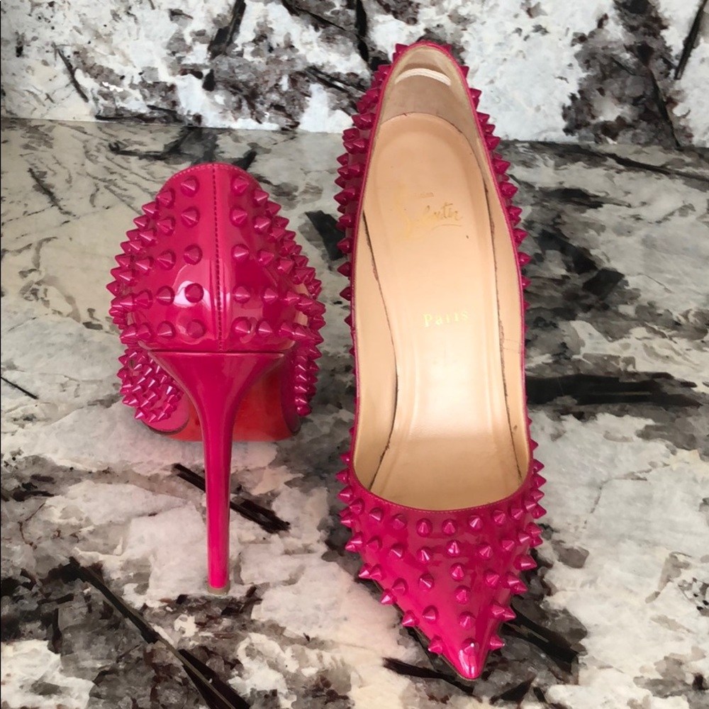 Christian Louboutin Patent Studded Pumps PINK